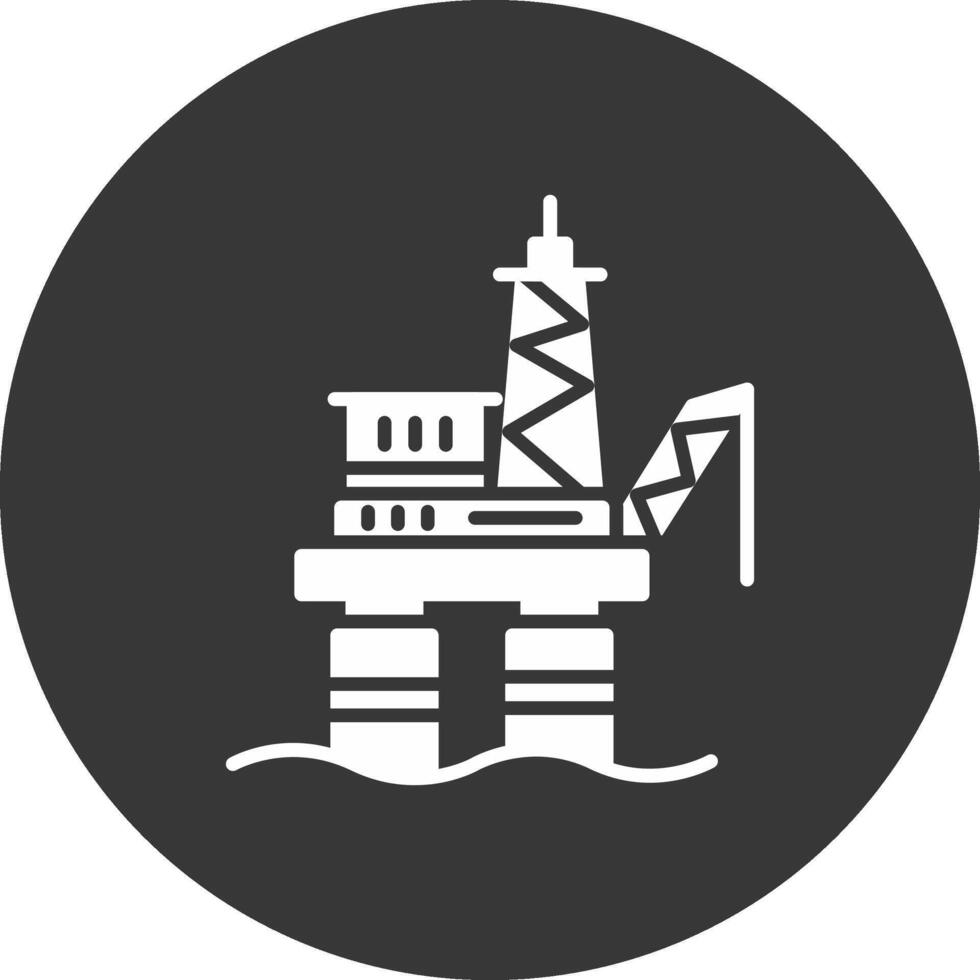 Drilling Rig Glyph Inverted Icon vector