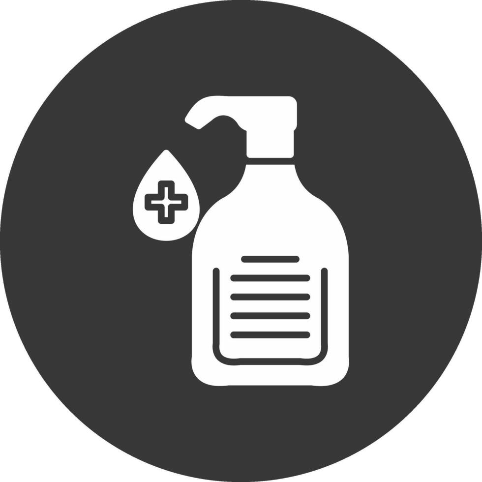 líquido jabón glifo invertido icono vector