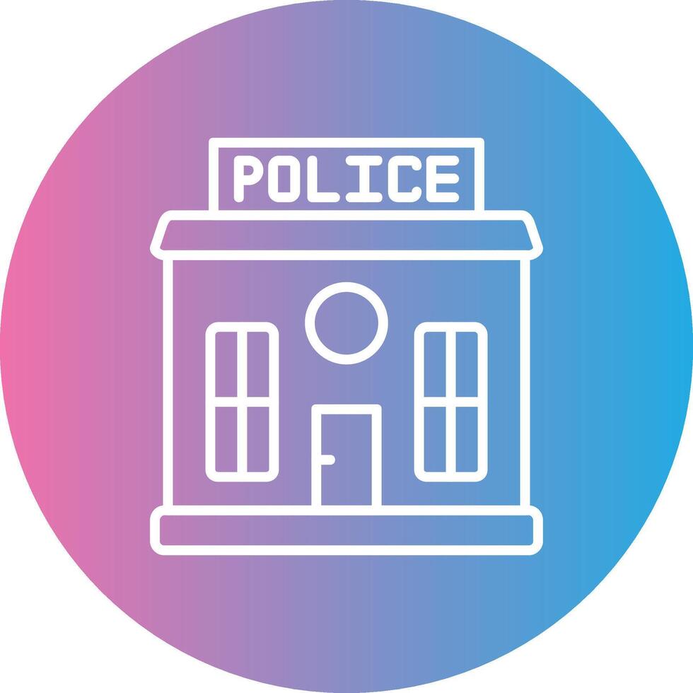 Police Station Line Gradient Circle Icon vector