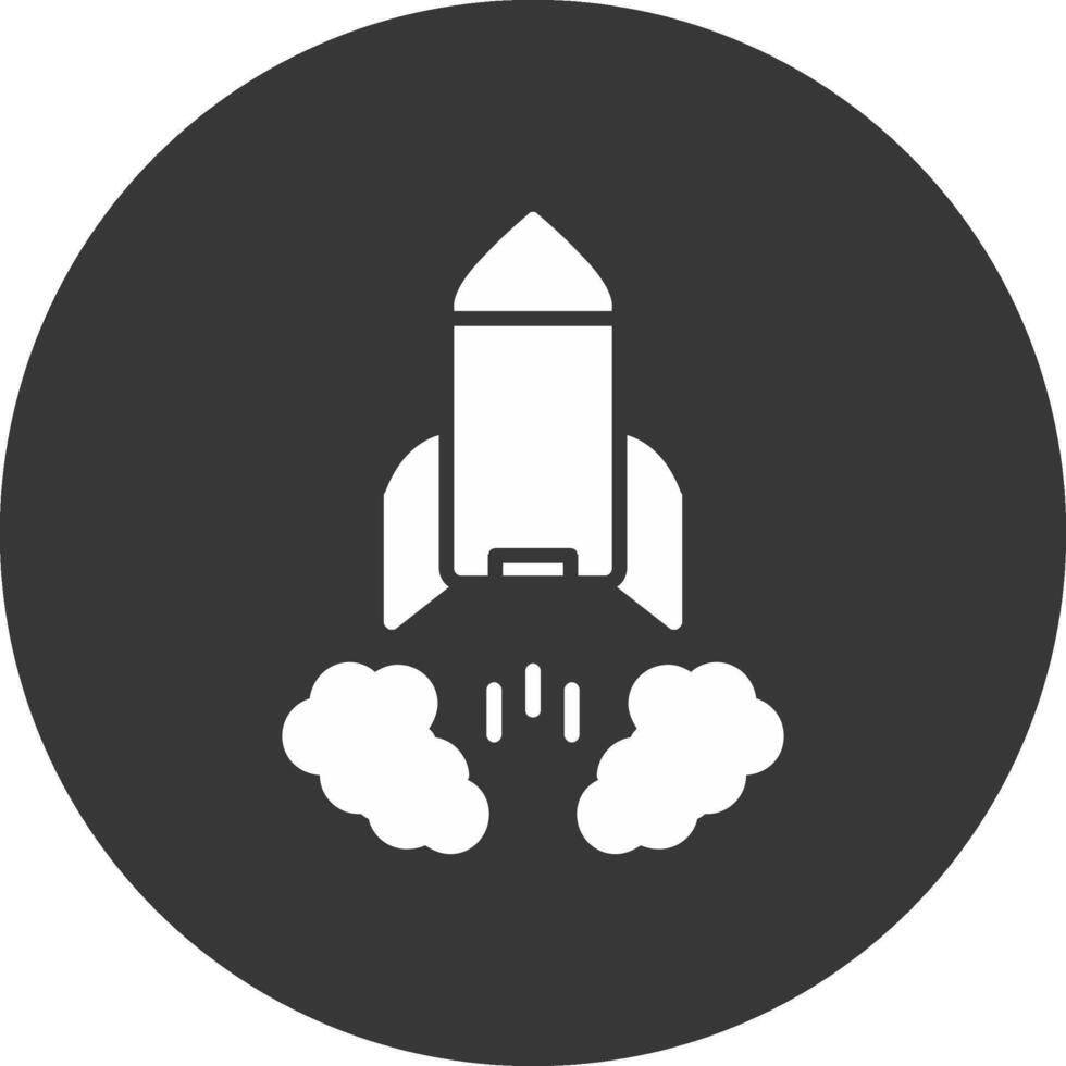 Rocket Launch Glyph Inverted Icon vector