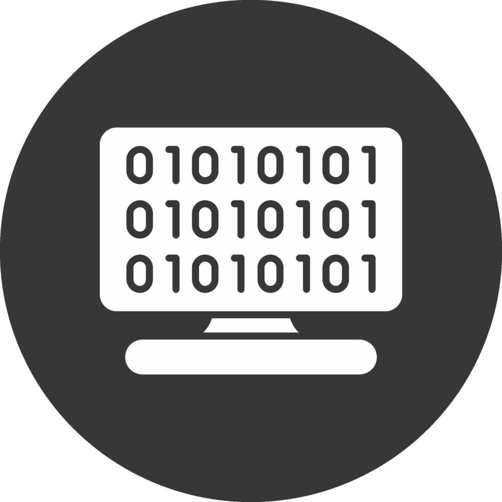 Binary Code Glyph Inverted Icon vector