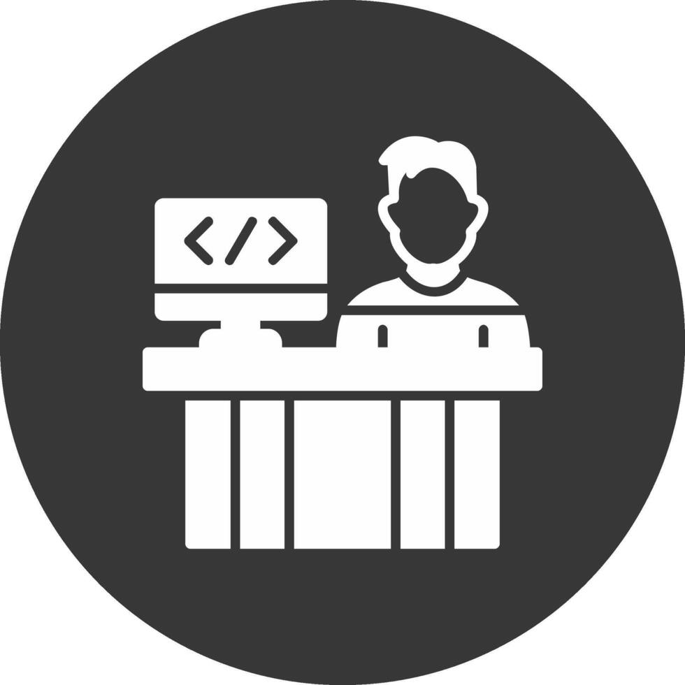 Programmer Glyph Inverted Icon vector