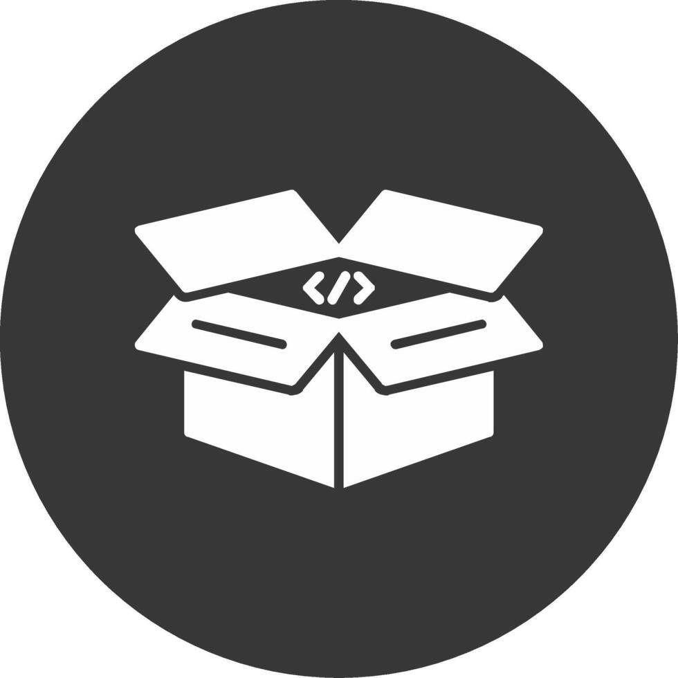 Open Box Glyph Inverted Icon vector