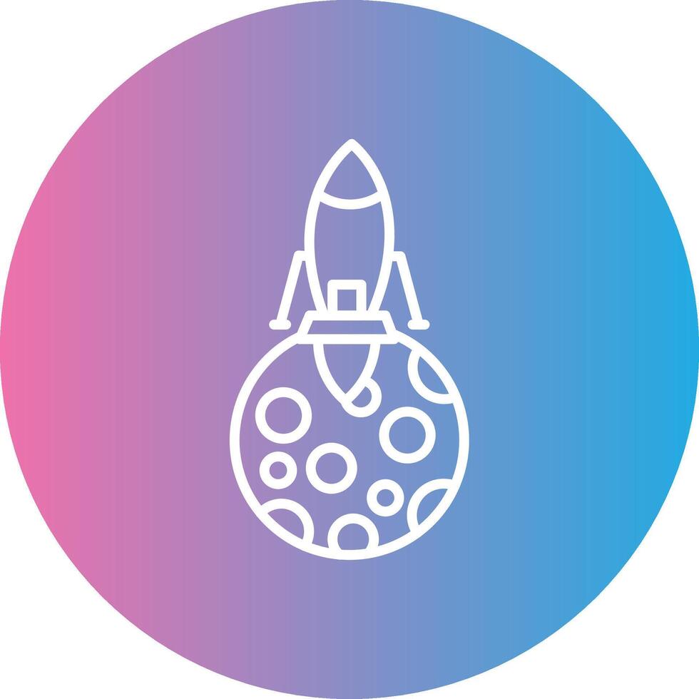 Moon Landing Line Gradient Circle Icon vector
