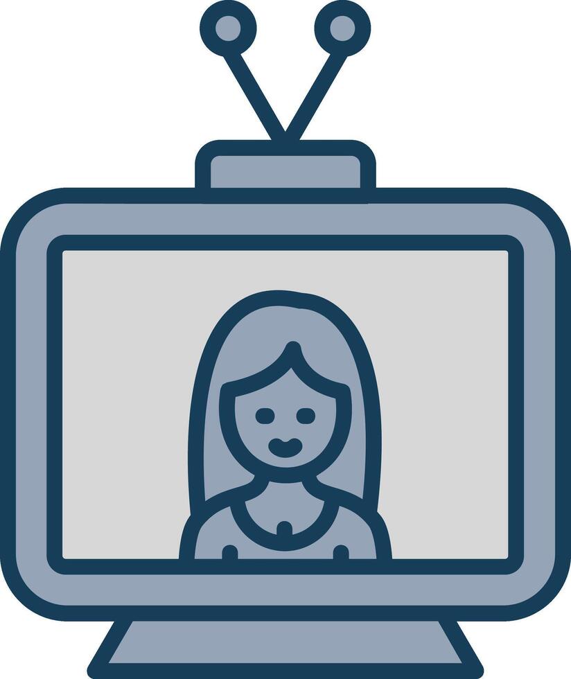 Television Line Filled Grey Icon vector