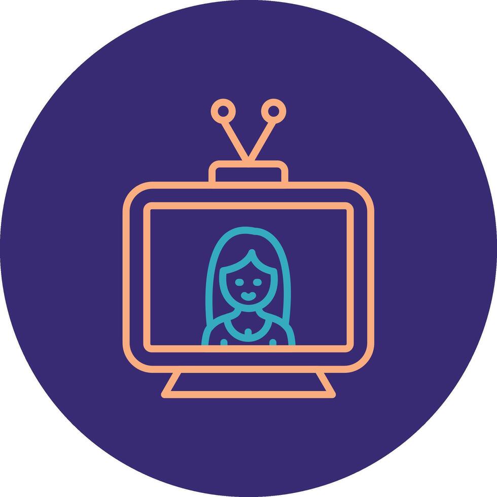 Television Line Two Color Circle Icon vector