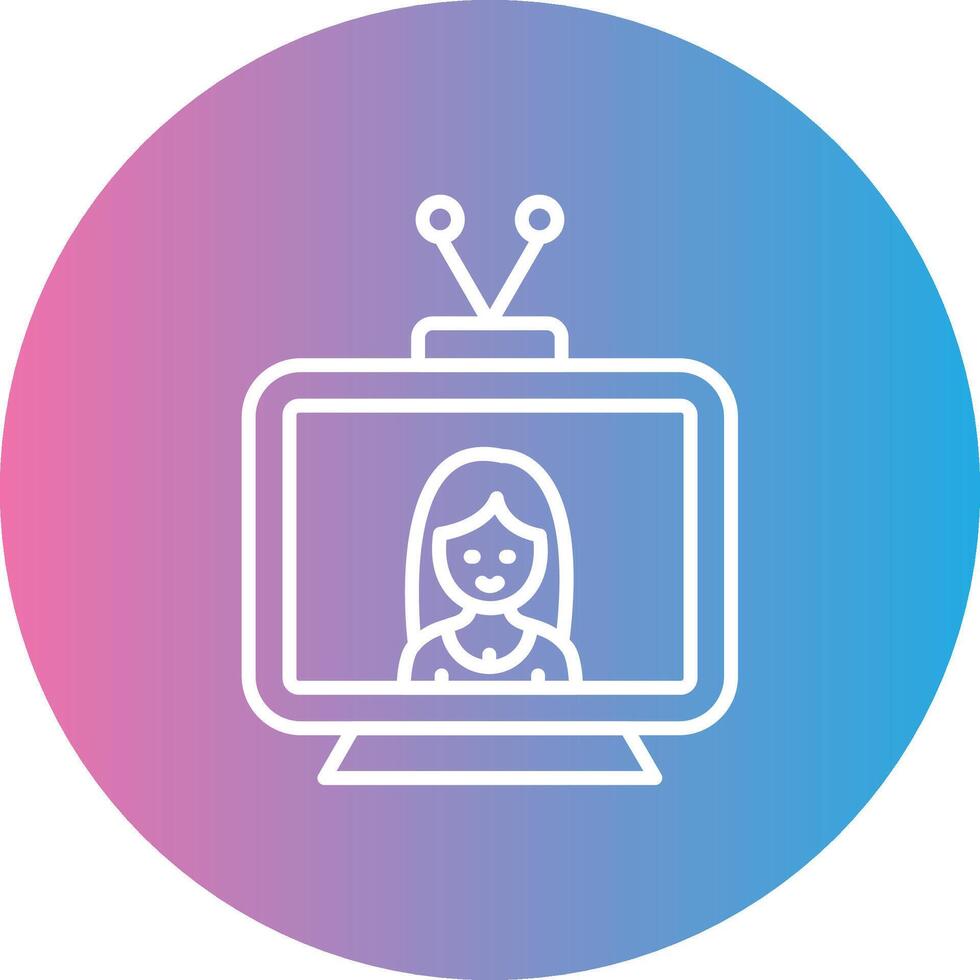 Television Line Gradient Circle Icon vector