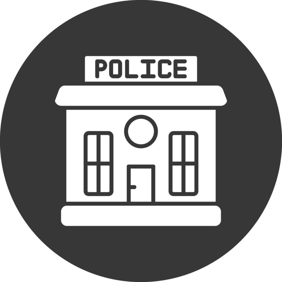 estación de policía glifo icono invertido vector