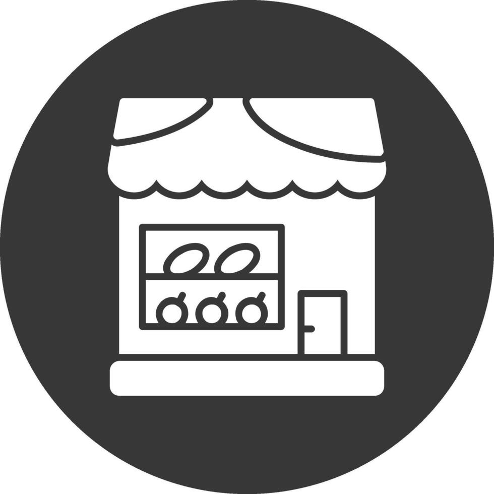 comida Tienda glifo invertido icono vector