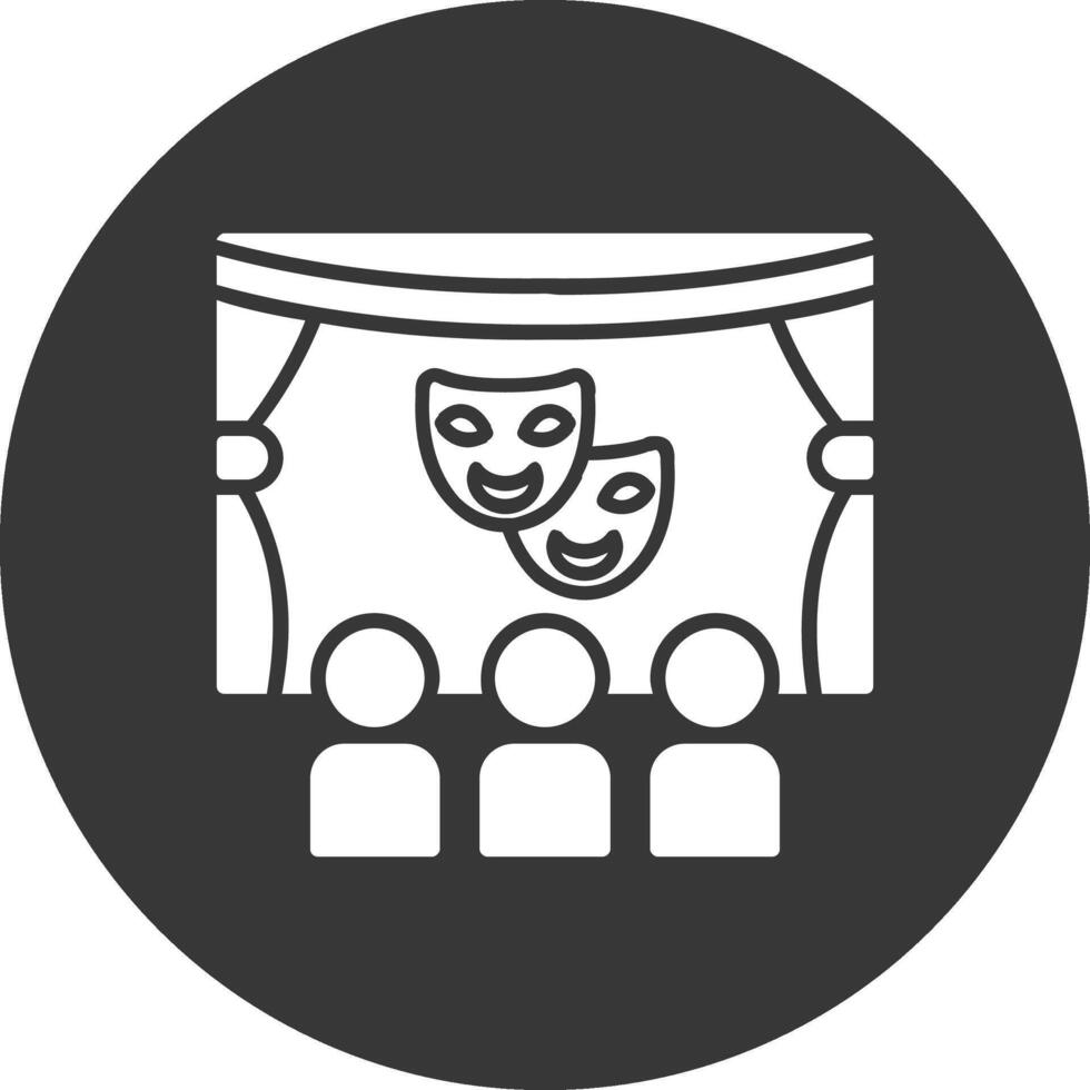 icono de glifo de teatro invertido vector