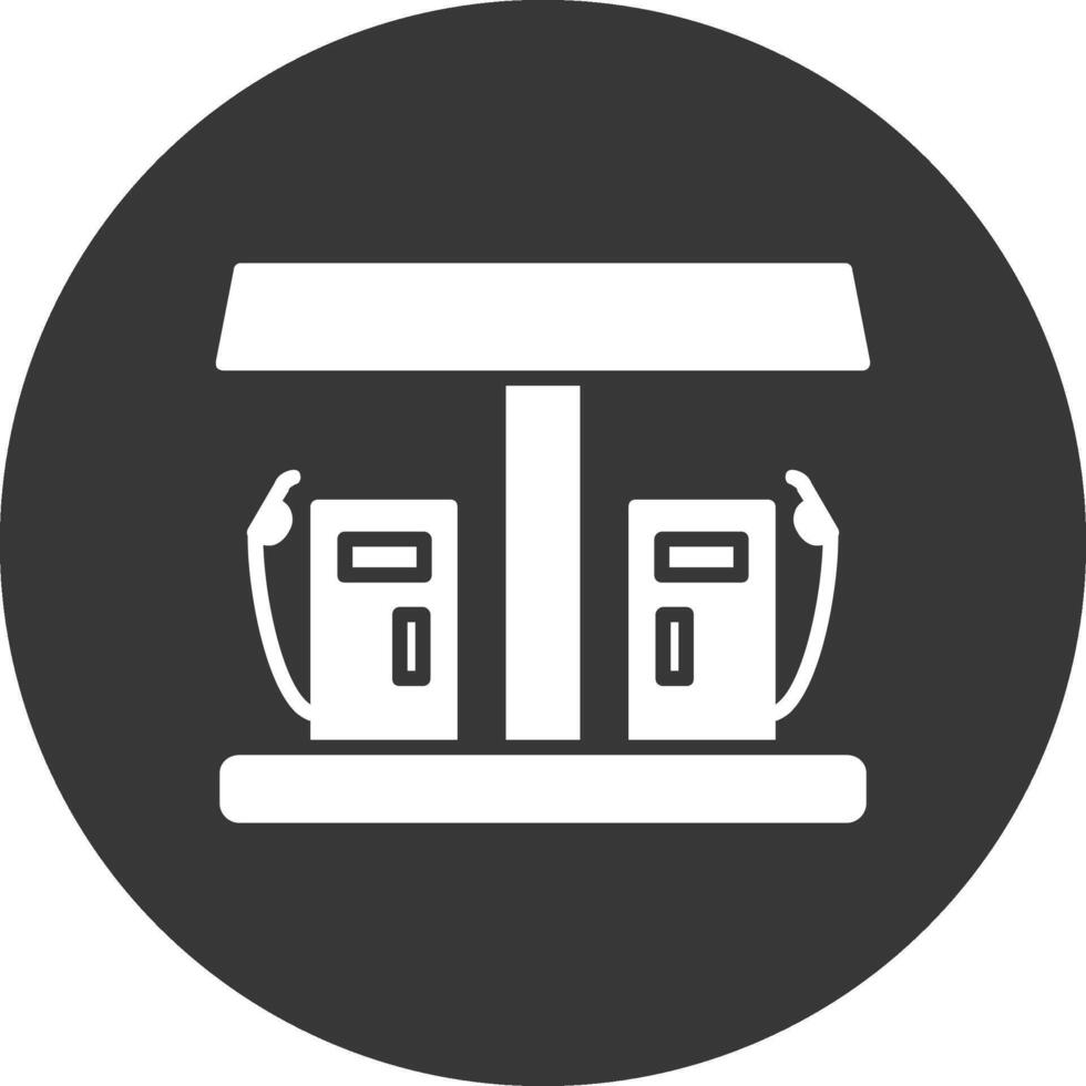 Gas Station Glyph Inverted Icon vector