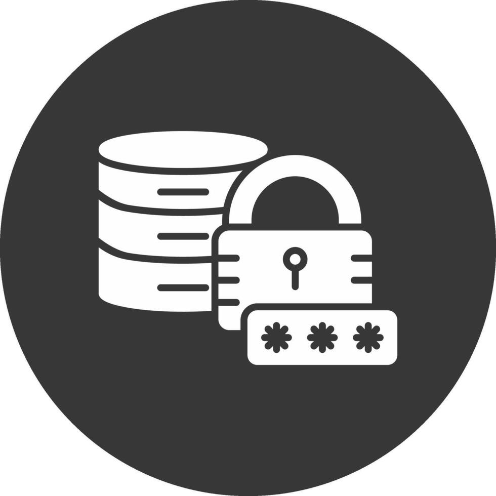 Secured Database Glyph Inverted Icon vector