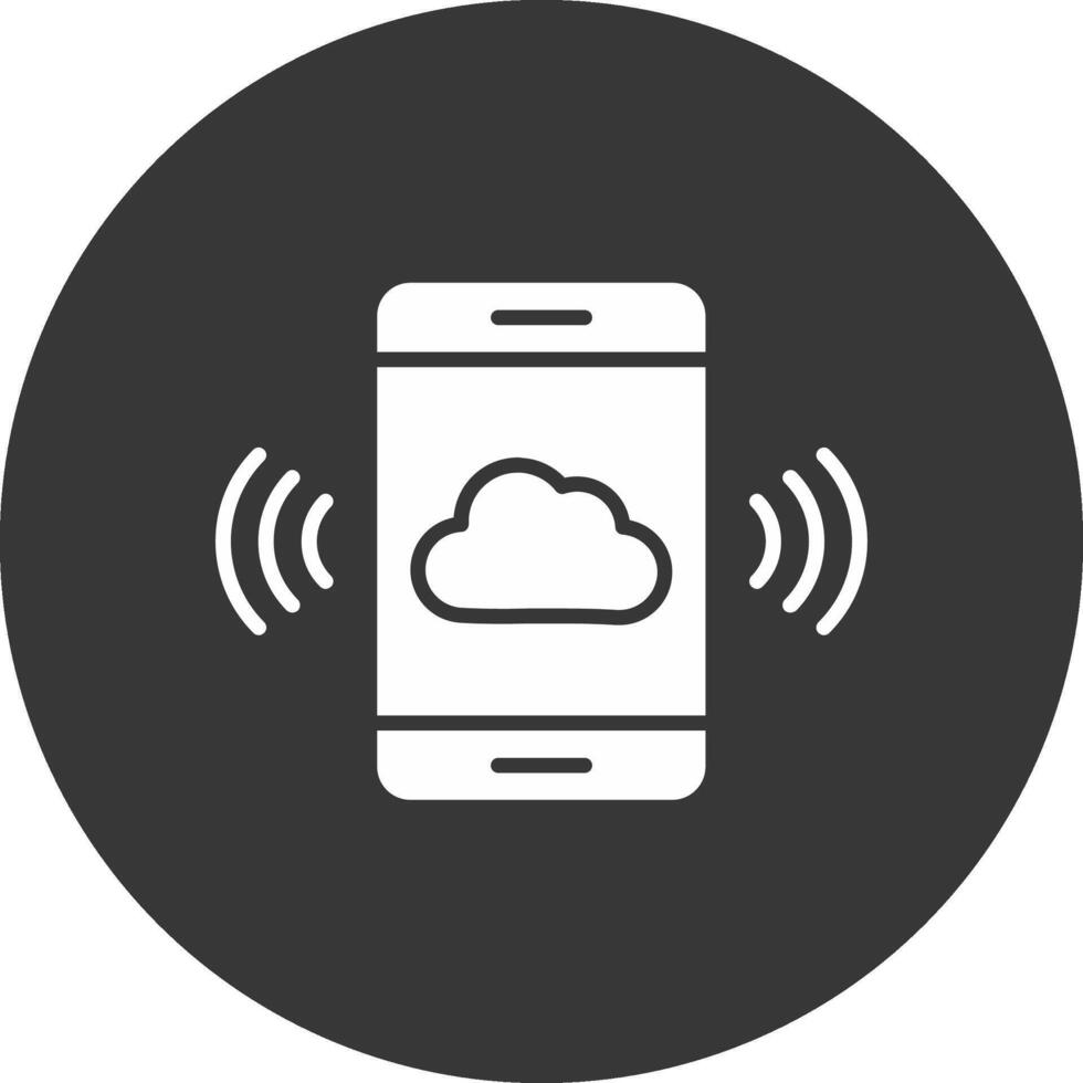 Mobile Cloud Glyph Inverted Icon vector