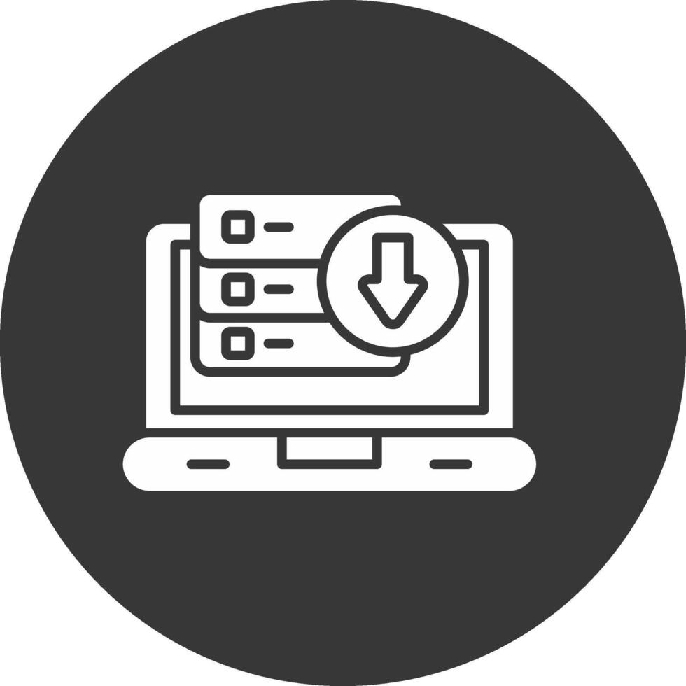 Downloading Data Glyph Inverted Icon vector