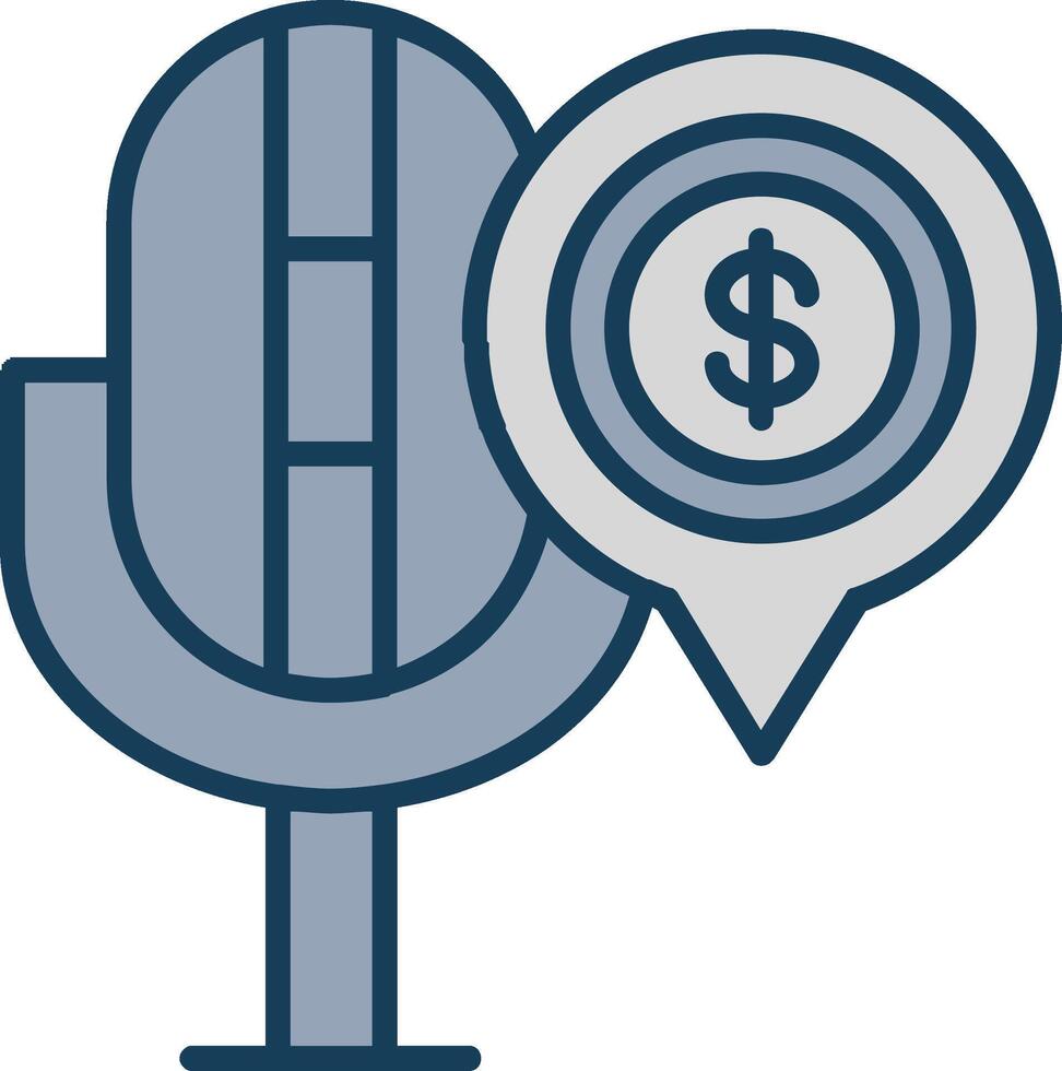 Finanzas podcast línea lleno gris icono vector