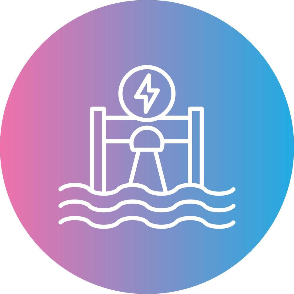 Hydroelectricity Line Gradient Circle Icon vector