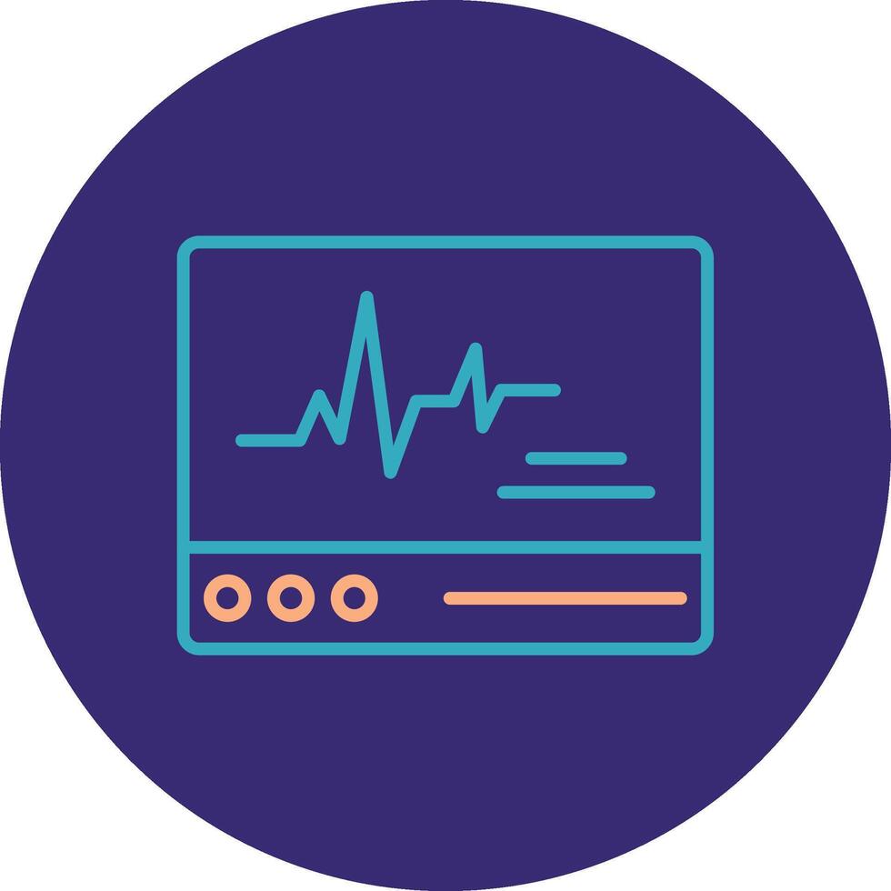 ECG Monitor Line Two Color Circle Icon vector