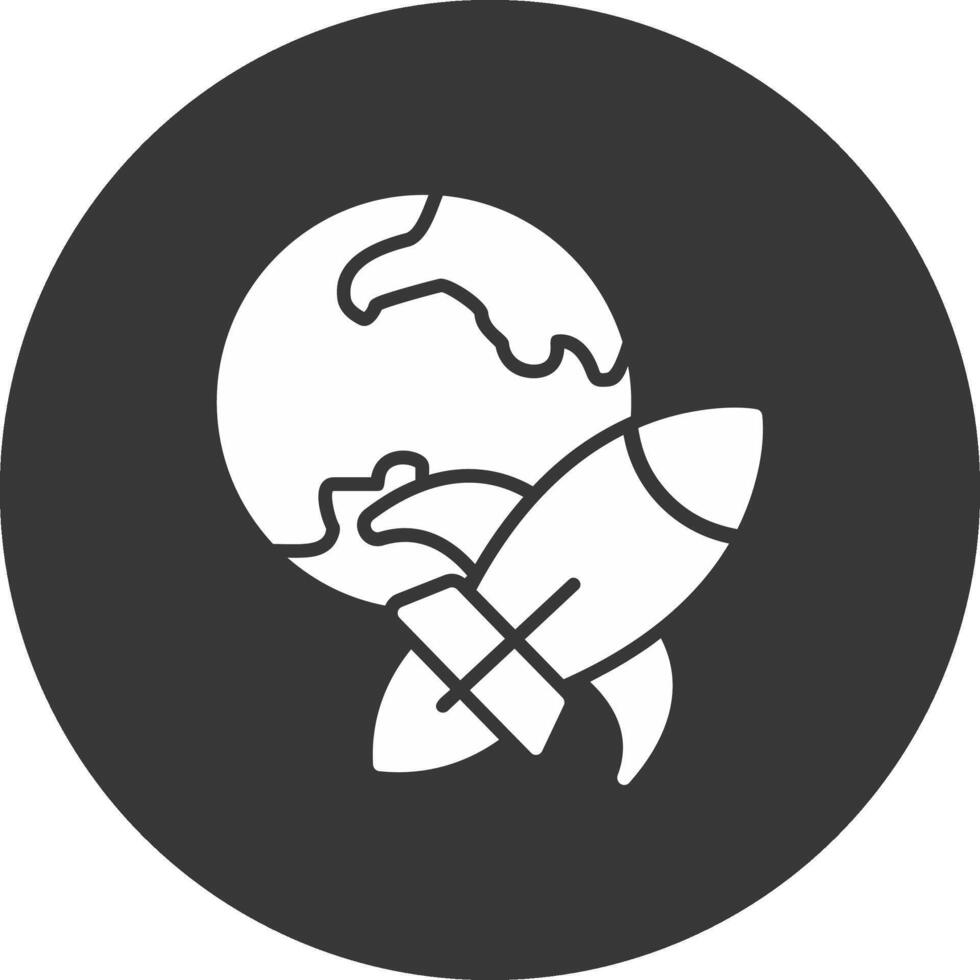 Rocket Ship Glyph Inverted Icon vector