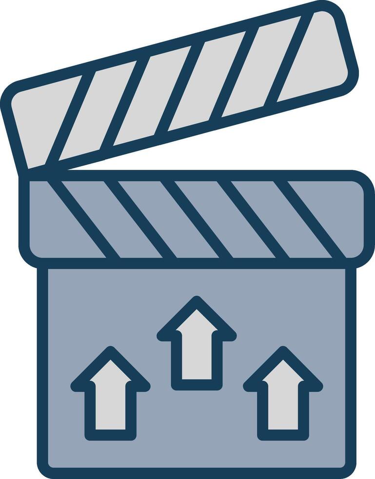 Clapperboard Line Filled Grey Icon vector