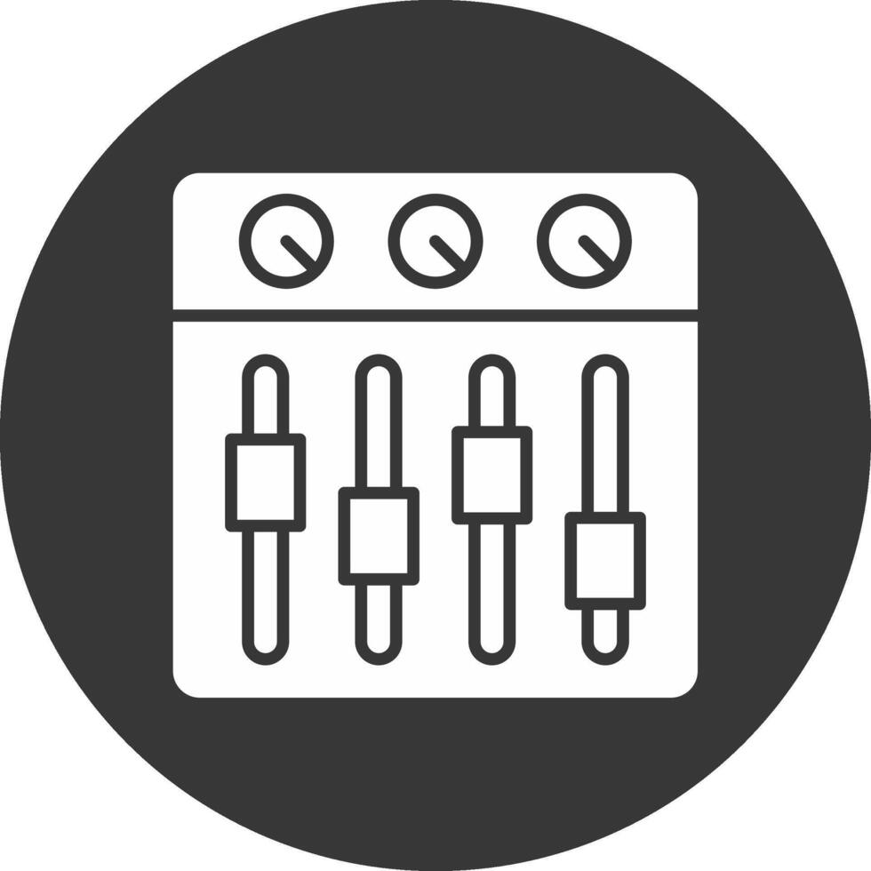 Sound Mixer Glyph Inverted Icon vector