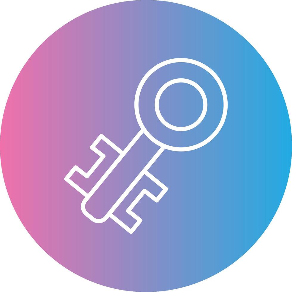 Old Key Line Gradient Circle Icon vector