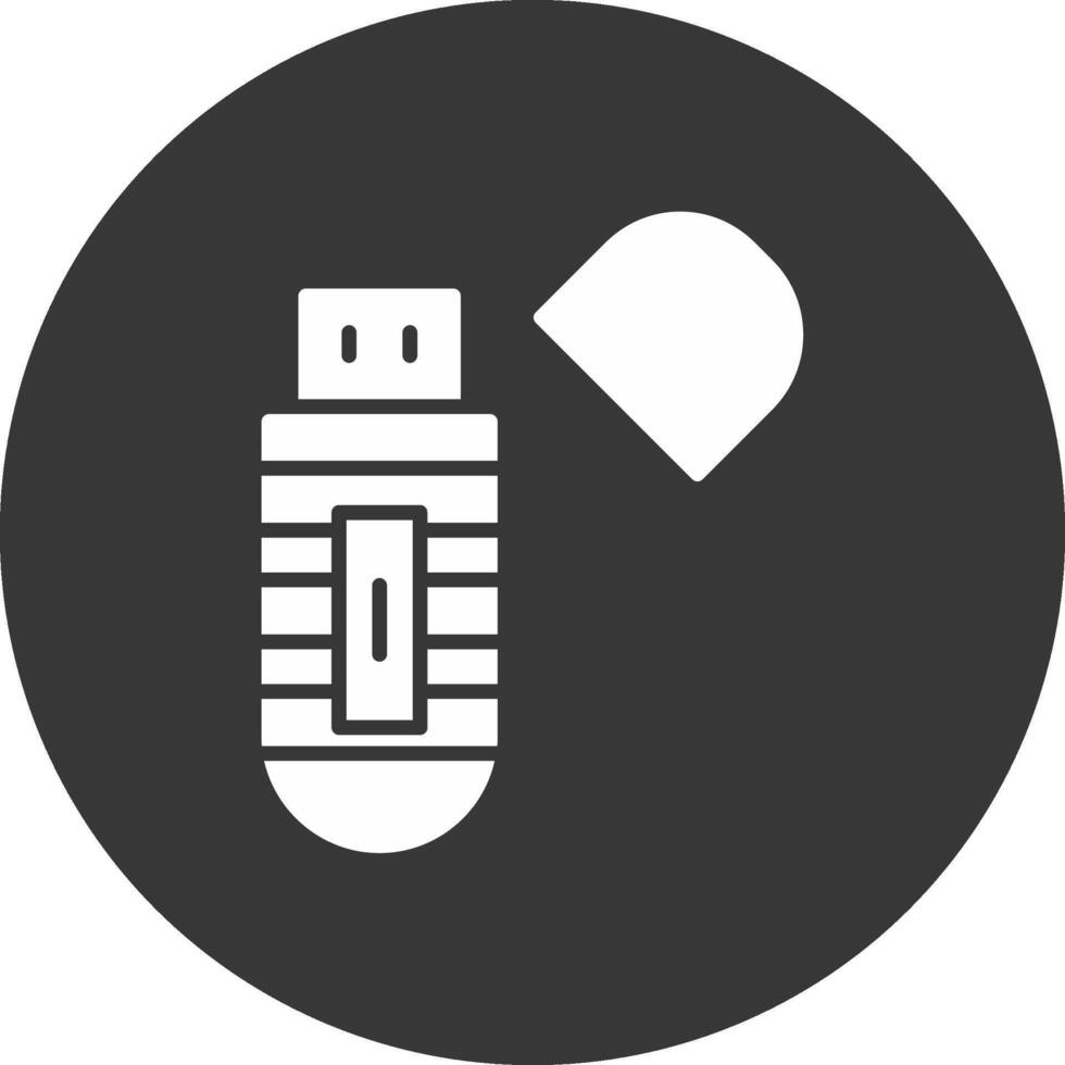 Usb Stick Glyph Inverted Icon vector