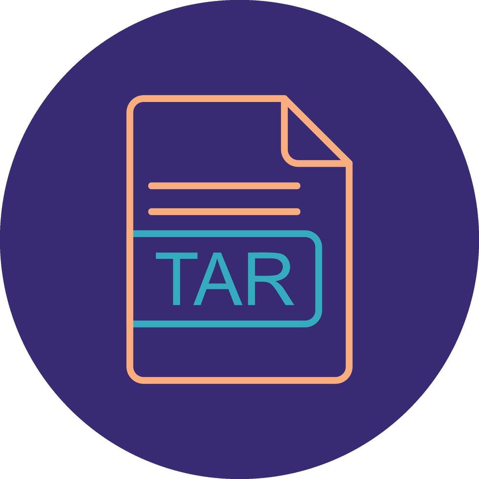 TAR File Format Line Two Color Circle Icon vector