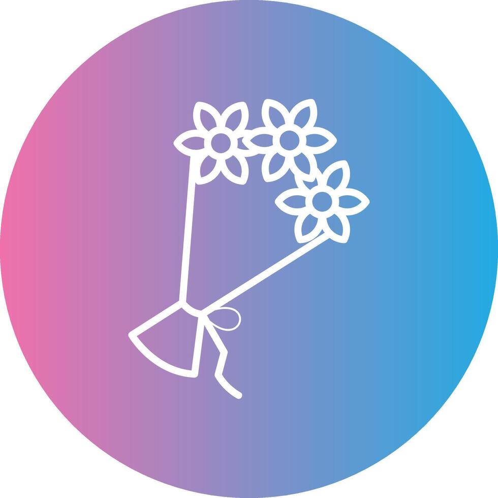 flor ramo de flores línea degradado circulo icono vector
