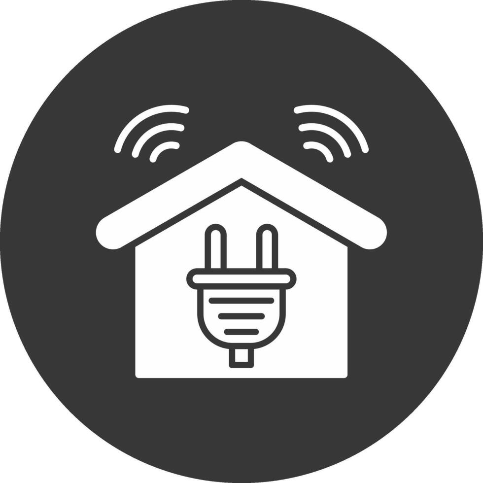 inteligente hogar glifo invertido icono vector