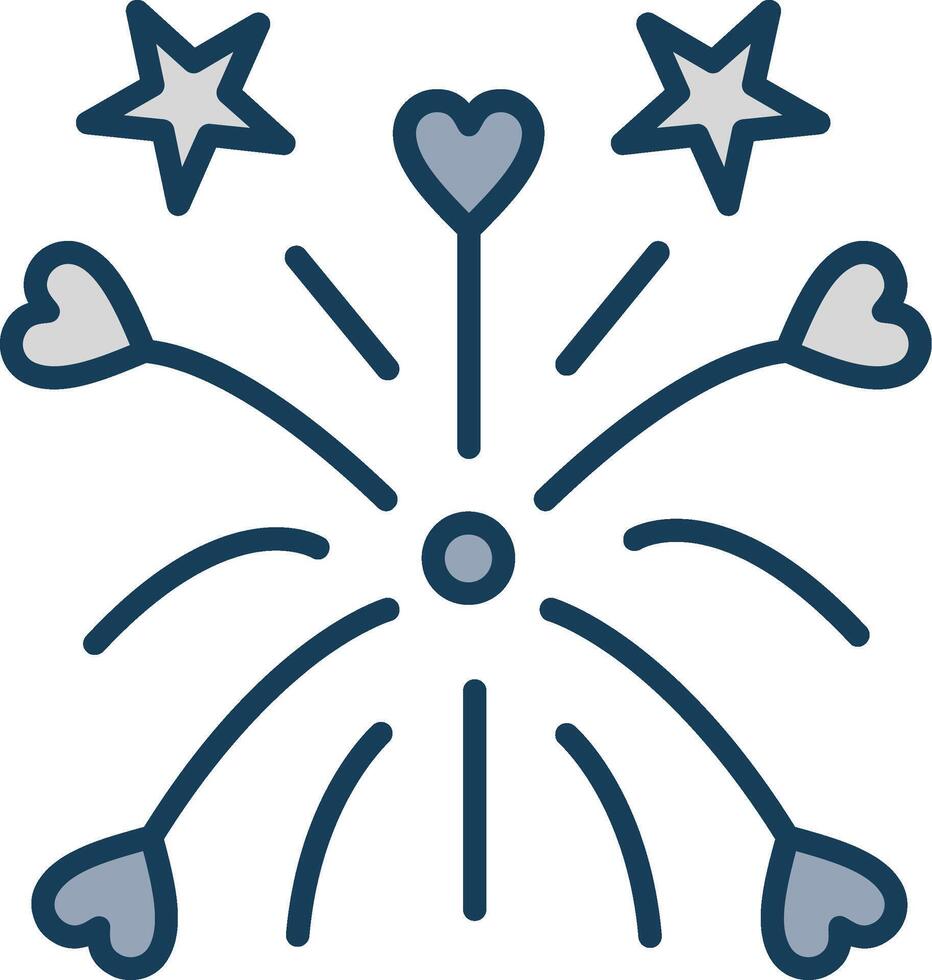 Fireworks Line Filled Grey Icon vector