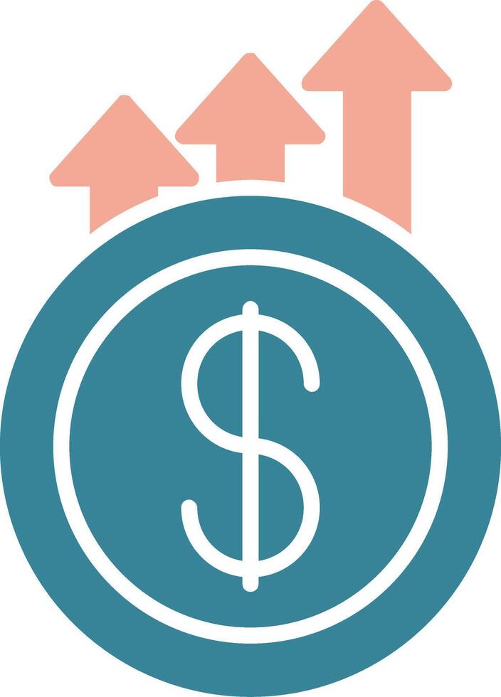 Earning Growth Glyph Two Color Icon vector