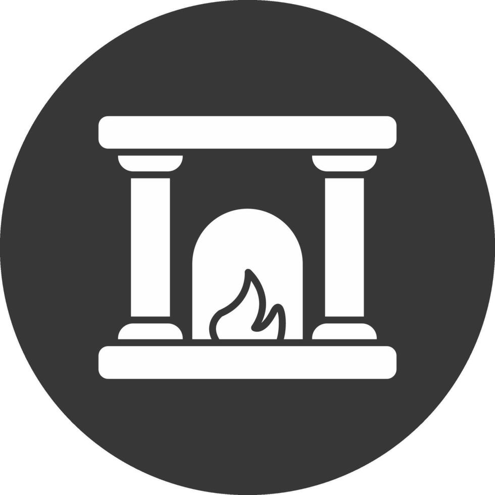Fireplace Glyph Inverted Icon vector
