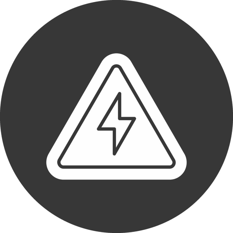 Electrical Danger Sign Glyph Inverted Icon vector