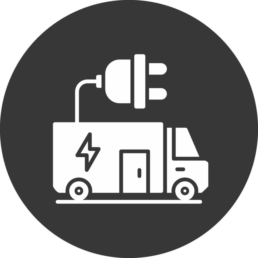 Electric Vehicle Glyph Inverted Icon vector