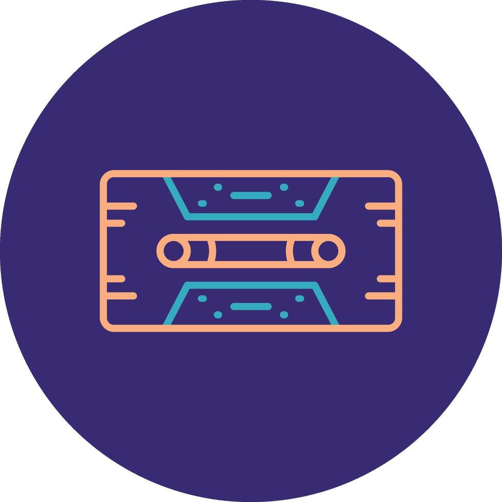 Cassette Tape Line Two Color Circle Icon vector