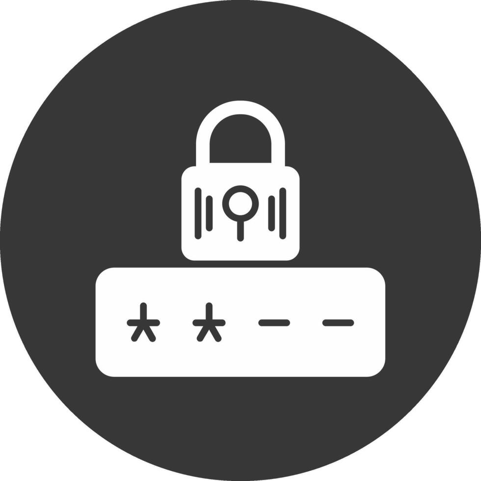 Password Glyph Inverted Icon vector