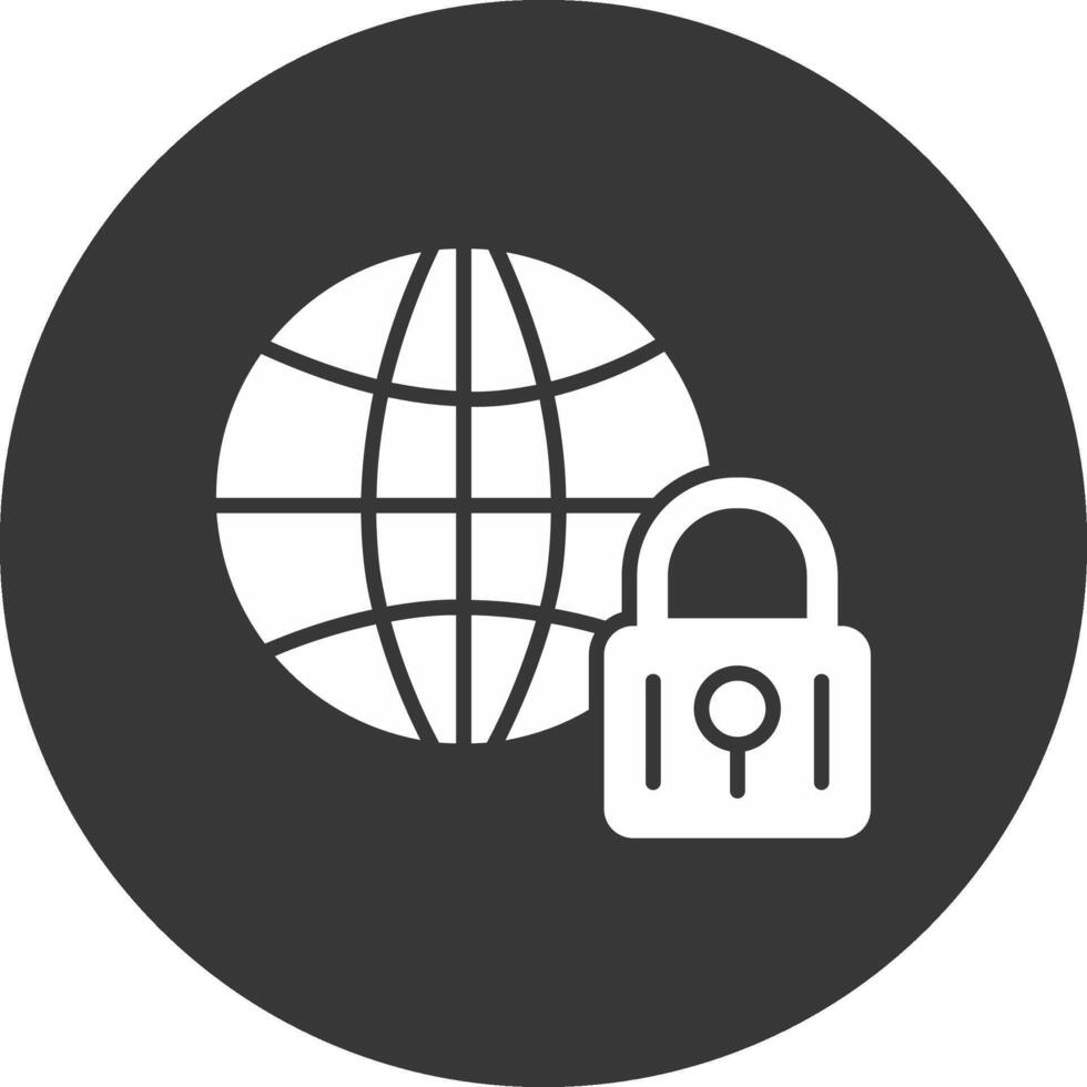 Internet seguridad glifo invertido icono vector