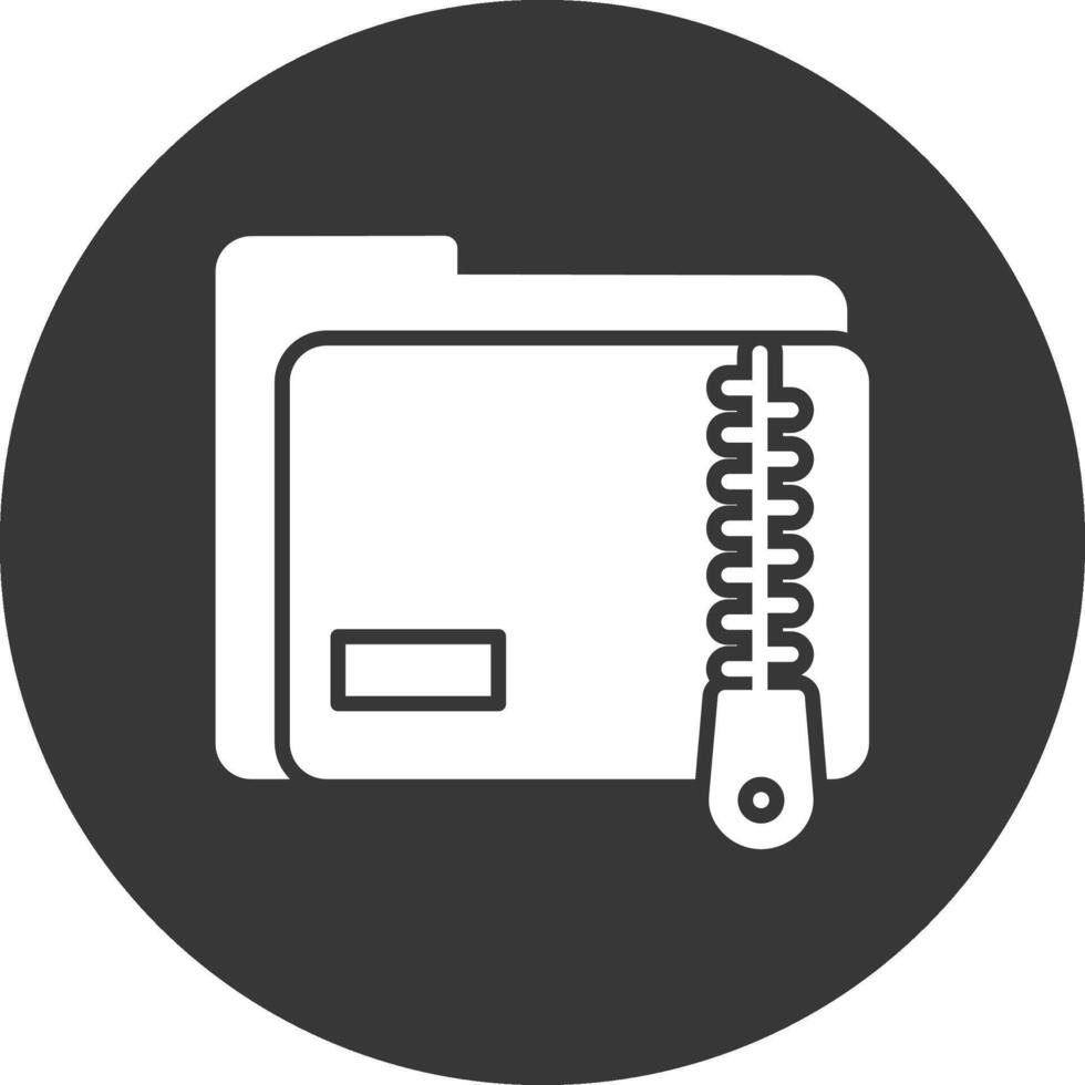 Zip Folder Glyph Inverted Icon vector