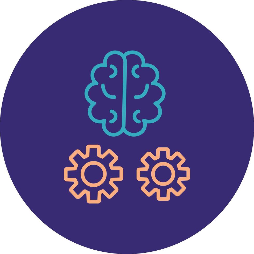 Brain Training Line Two Color Circle Icon vector