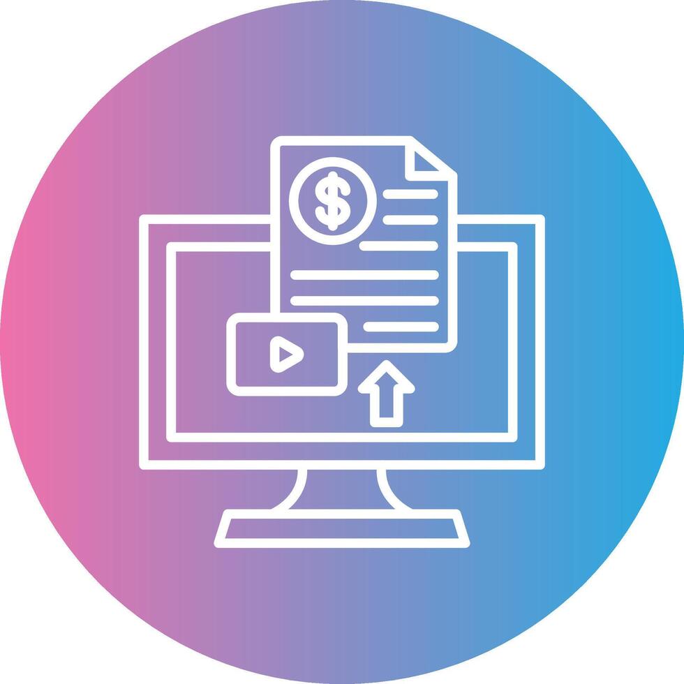 Paid Content Line Gradient Circle Icon vector