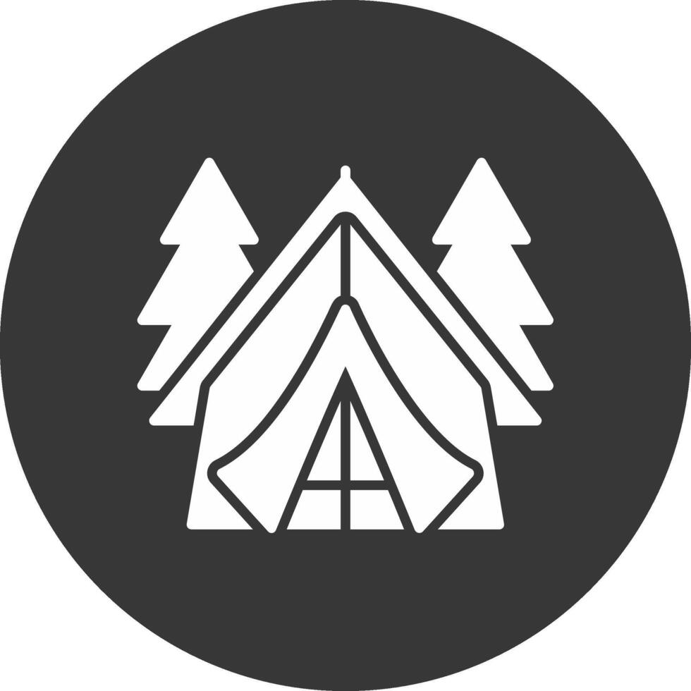 Tent Glyph Inverted Icon vector