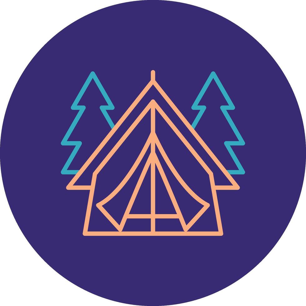 Tent Line Two Color Circle Icon vector