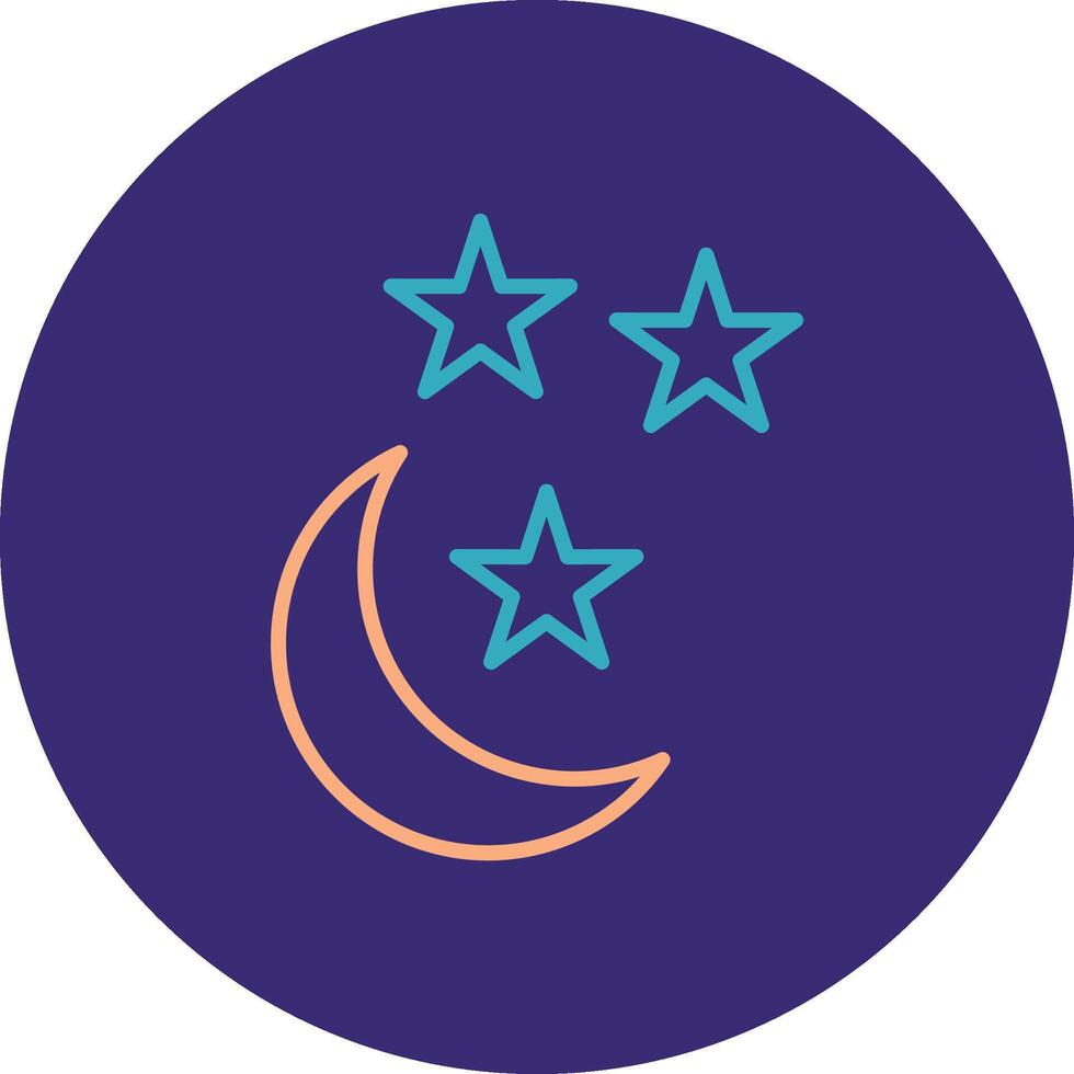 Half Moon Line Two Color Circle Icon vector