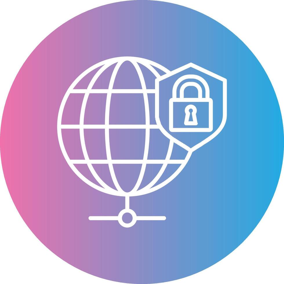 Global Security Line Gradient Circle Icon vector