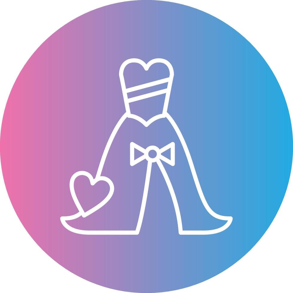 Wedding Dress Line Gradient Circle Icon vector