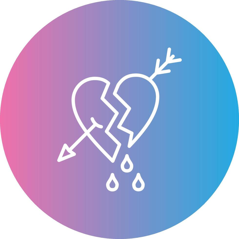 Broken Heart Line Gradient Circle Icon vector