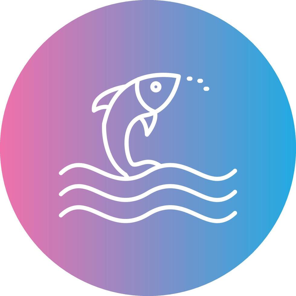 Fish Line Gradient Circle Icon vector