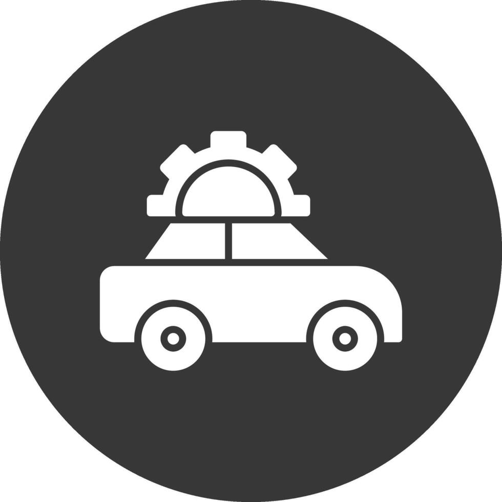 coche reparar glifo invertido icono vector