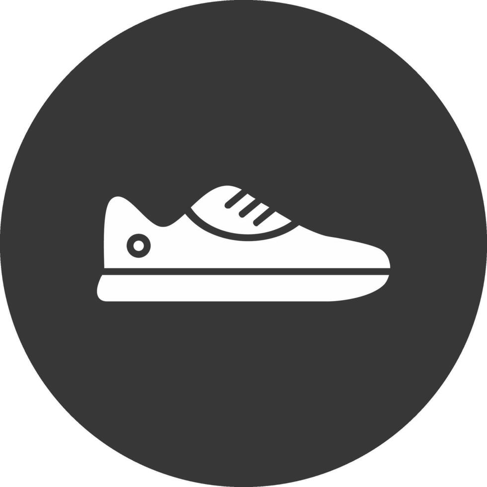 zapatilla de deporte glifo invertido icono vector