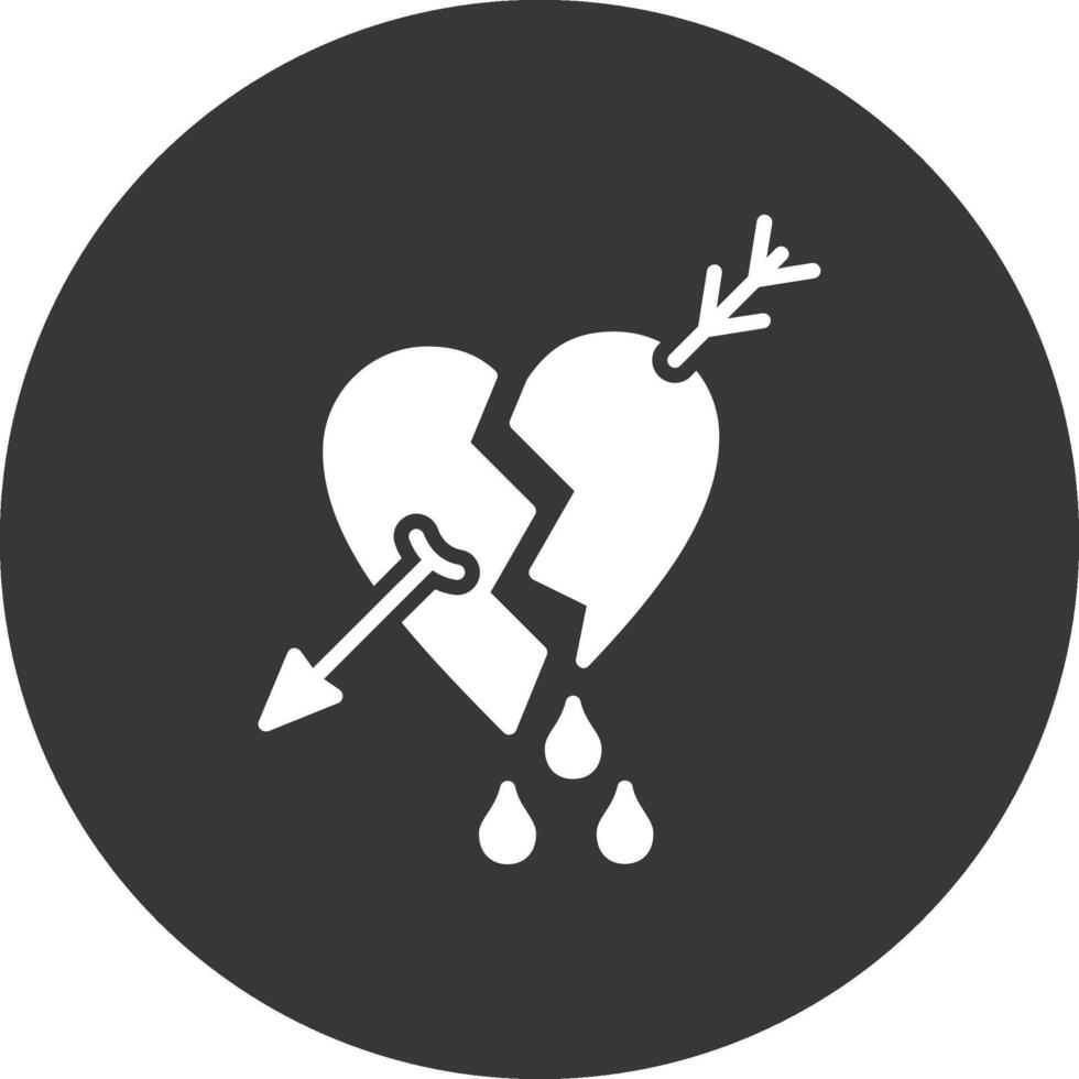 Broken Heart Glyph Inverted Icon vector